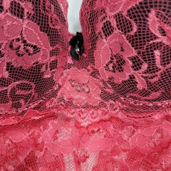 French Affair Floral Pink Lace Push-up Bodysuit Lingerie  Sz Large - Picture 9 of 16